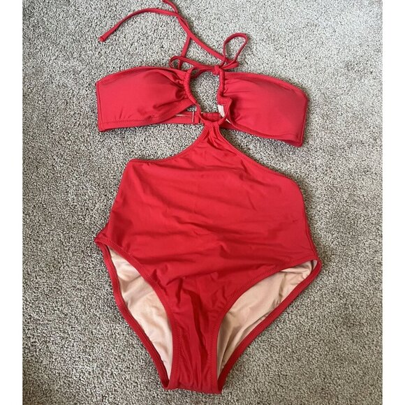 NWT J.Crew Red Cutout One Piece Swimsuit 8 - Picture 1 of 9